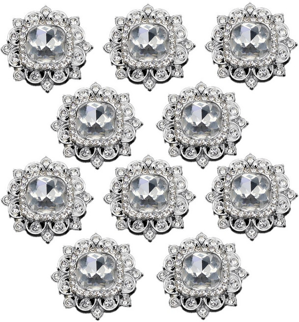 고급 큐빅 진주 코트 가디건 보석 정장 단추, 10개, 플라워 29mm
