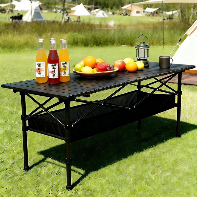C.partner 휴대용 초경량 접이식 야외 캠핑 테이블, 검은색