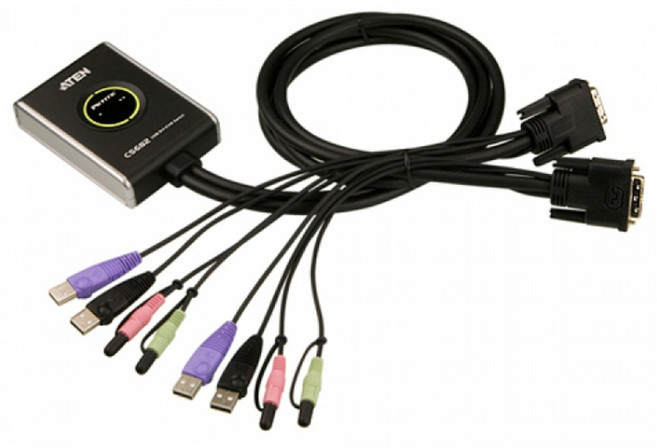 ATEN(에이텐) CS682 2-포트 USB DVI/오디오 케이블 KVM 스위치, 1개