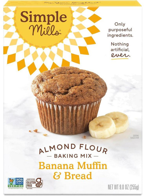 Simple Mills Almond Flour Baking Mix Banana Muffin Bread 심플 밀즈 바나나 머핀 앤 브레드 베이킹 믹스 9oz(255g) 2팩, 255g, 2개