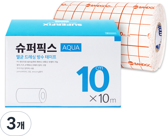 밴드골드 슈퍼픽스 아쿠아 멸균 드레싱 방수 테이프, 1개입, 3개