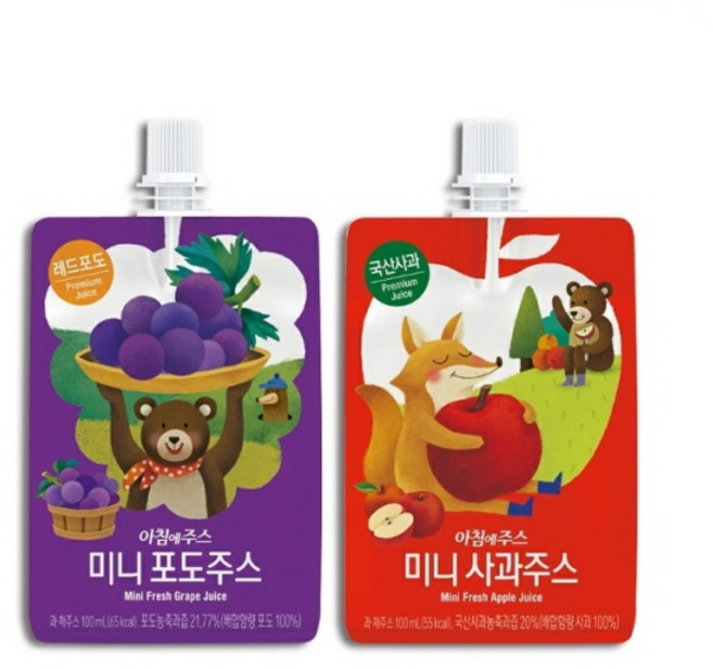 서울우유 아침에주스2종 100mL/미니사과주스10개+미니포도주스10개(총20개), 사과주스10개+포도주스10개(총20개), 1세트