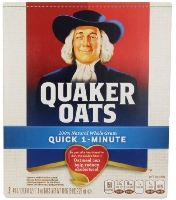 퀘이커 오츠 퀵 1분 오트밀 - 2/2.3kg (6개 팩) Quaker Oats Quick 1 Minute Oatmeal - 2/5 Pound (6 Pack), 6개