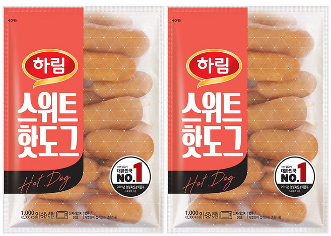 하림 웰 스위트 핫도그, 1kg, 2개