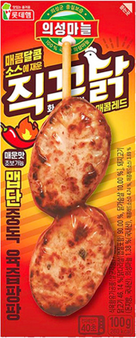 롯데웰푸드 자취 간편식 반찬 의성마늘 직꾸닭 매콤레드 100g 맥주안주 간식 도시락, 9개