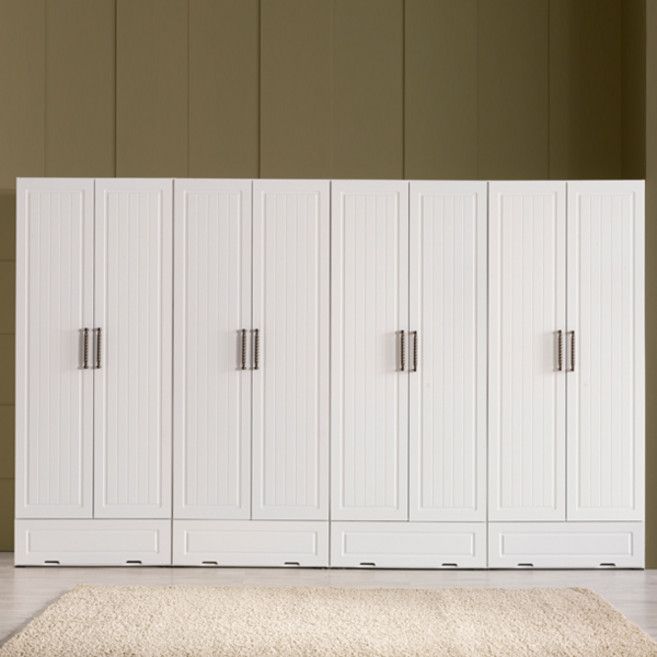 국내제작 직접배송 키높이 레인 서랍형 3240mm 장롱 드레스룸 신혼가구 옷장 이불장, 화이트