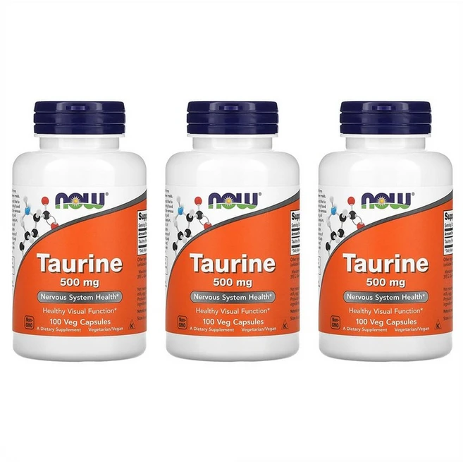 나우푸드 타우린 500mg 식물성 캡슐 100정, 3팩 - 쿠팡