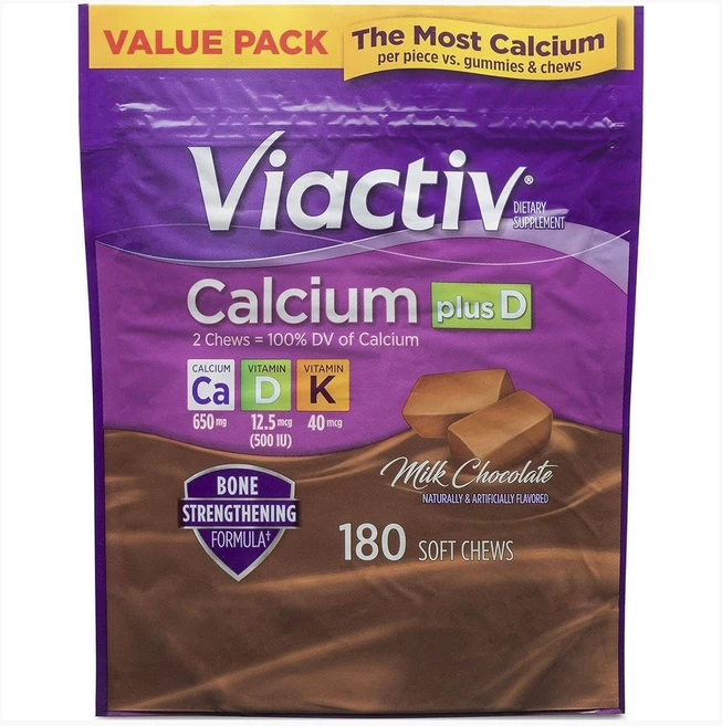 바이엑티브 칼슘 650mg 플러스 D 밀크 초콜릿 소프트 츄, 1개, 180정 - 쿠팡