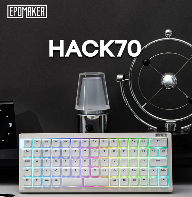 EPOMAKER HACK70 무선 객제화 기계식 키보드 블루투스 VIA 핫스왑 사무실용 3모드 GASKET RGB, 운옥축
