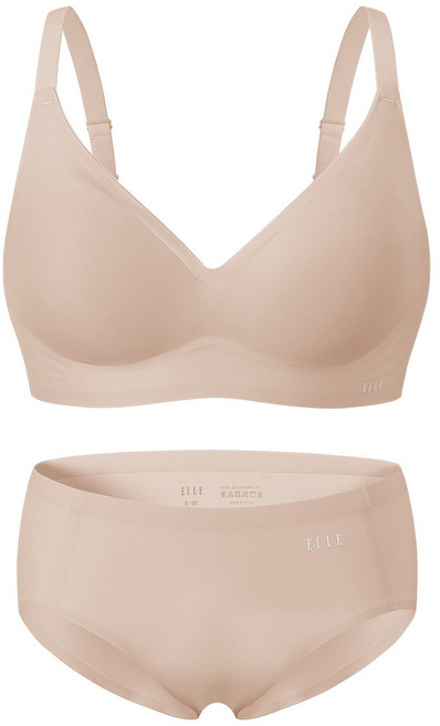 엘르이너웨어 [볼륨핏] 쉐딩 심리스 브라 팬티 세트 - 라이트핑크