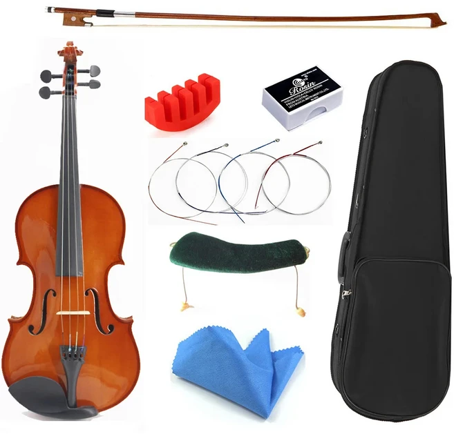 쿠쿠스토어 통링 스프루스 메이플 4/4 바이올린 피들 초보자 악기 케이스 활 액세서리 풀세트 포함, 03 size 1 8