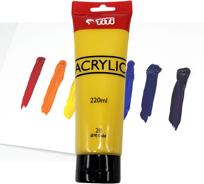 [티티경인] 대용량 아크릴 물감 220ml 낱색, 금색(28)