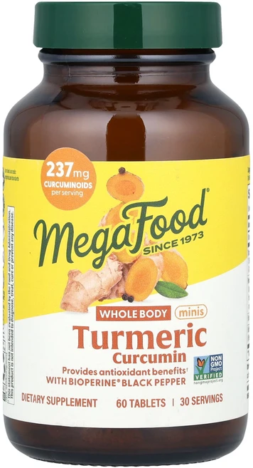 MegaFood 강황 커큐민 홀 바디 미니 60정, 1개 - 쿠팡