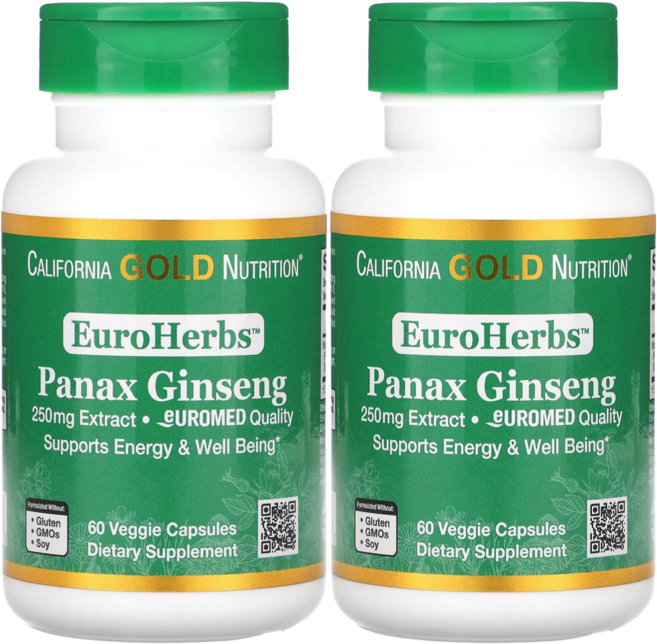 캘리포니아 골드 뉴트리션 CGN 인삼 추출물 250mg 60캡슐 2통, 2개, 60정