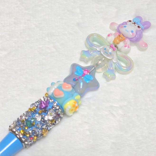 볼펜꾸미기 캐릭터 수제 볼펜 완제품 4종, 1개, 블루펜 래빗