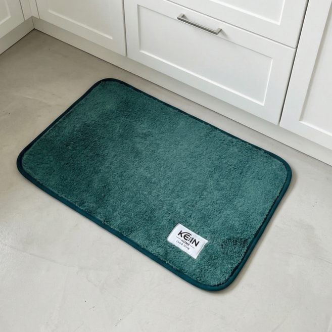 [케인홈] 극세사 미끄럼방지 욕실 주방 현관 빨아쓰는 발매트40x60cm, 딥오션그린