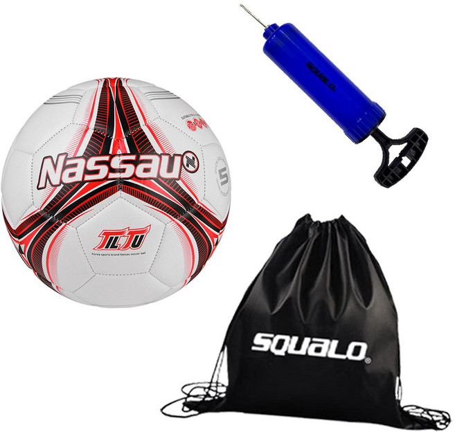 낫소 축구공 질주 NSJJU 5호 시합 체육 운동 축구 공5호 경기 학교*136PV, 1개, 공 + SQUALO 공가방&펌프 (바람O)
