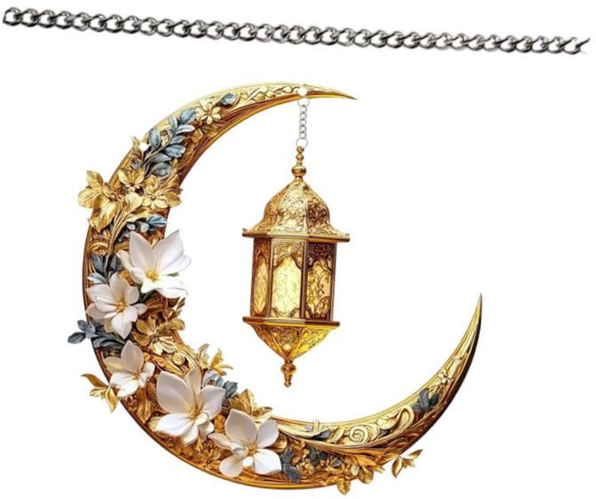 2d Moon Ramadan 교수형 장식 장식 드 무바라크 문 사인 무슬림 장식 아크릴 사인 홈 오피스 문을위한 라마단, 하얀 꽃