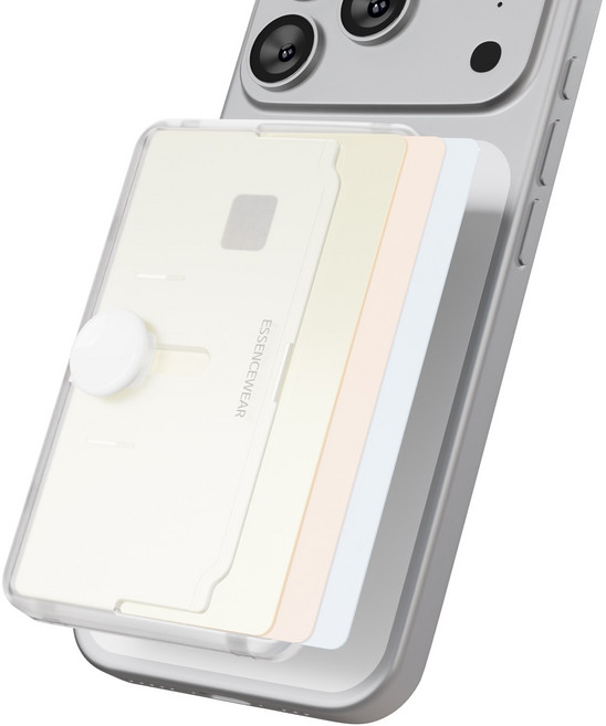 에센스웨어 이지슬라이드 3장 수납 맥세이프 카드 홀더, 매트 클리어, 1개