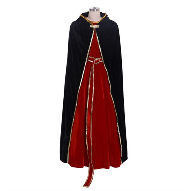 Gotel 프레 의상 빨간 공주 긴 드레스 벨트 망토 할로윈 카니발 파티 가운