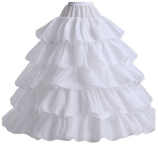 5-layer Lotus Leaf Skirt Bride Wedding Dress Petticoat Lolita Drawstring Adjustable High Waist Long Chemise