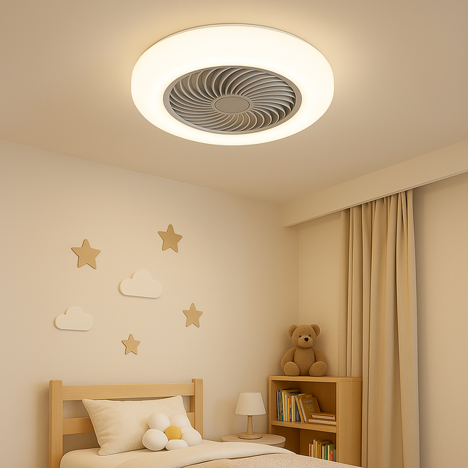 에어블룸 천장형 LED 조명 선풍기 52cm, 골드