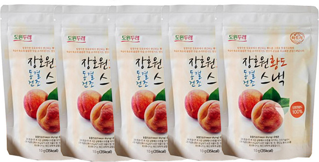 장호원 황도 국산 복숭아 동결 건조 스낵, 5개, 10mg