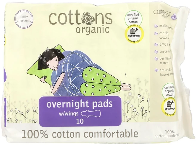 Cottons 100% 천연 면 커버시트 오버나이트 날개형 패드 헤비 패드 10개, Cottons100천연면커버시트오버나이트날개형패드헤비패, 오버나이트/슈퍼플러스 - 쿠팡