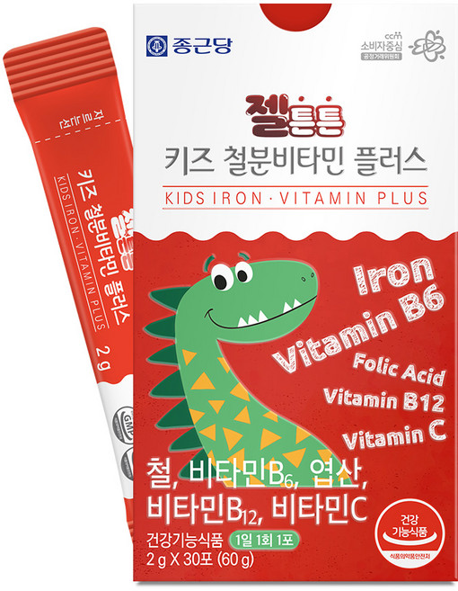 젤튼튼 키즈 철분 비타민 플러스 분말 가루 스틱, 1개, 30회분