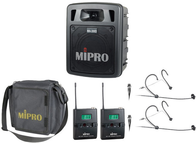 MIPRO MA-300D 雙頻 無線擴音機, 無分色(含收納包), 1箱, 配2組耳掛麥克風