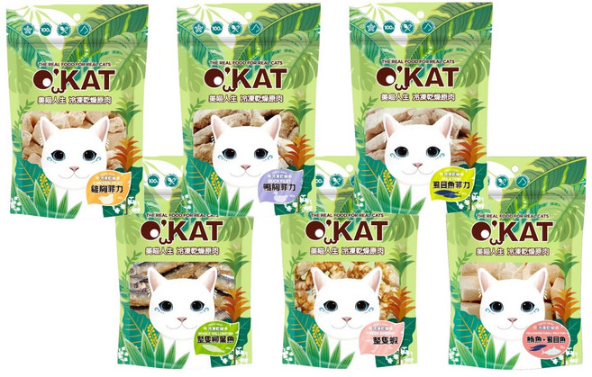 O'KAT 美喵人生 冷凍乾燥貓零食 100%新鮮原肉, 1個, １雞胸菲力 40g