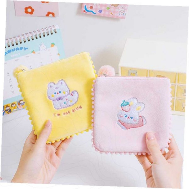 미니파우치 5종 택1 벨벳 자수 곰돌이 캐릭터 화장품 생리대 미니 수납 사각 소품 파우치