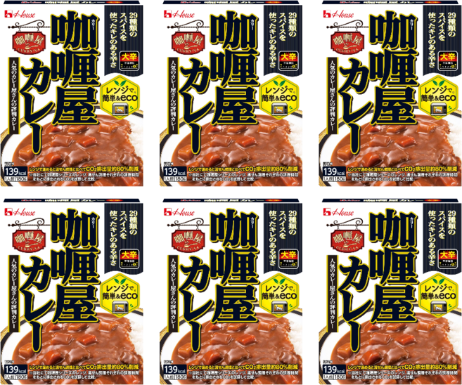 하우스 카리야 카레 아주 매운맛 180g 일본 커리, 6개세트