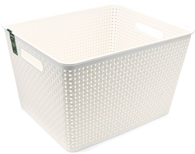 광신 라탄바구니 수납바구니 5호 3243, 화이트, 1개
