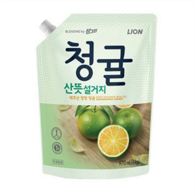 참그린 주방세제 청귤 산뜻 설거지 리필, 18개