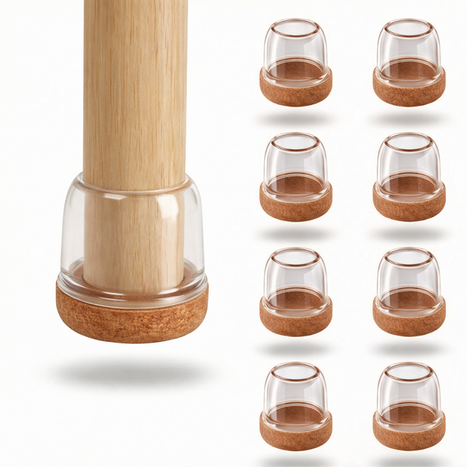 리브로이 소음 방지 식탁 의자 발커버, 8개, 브라운