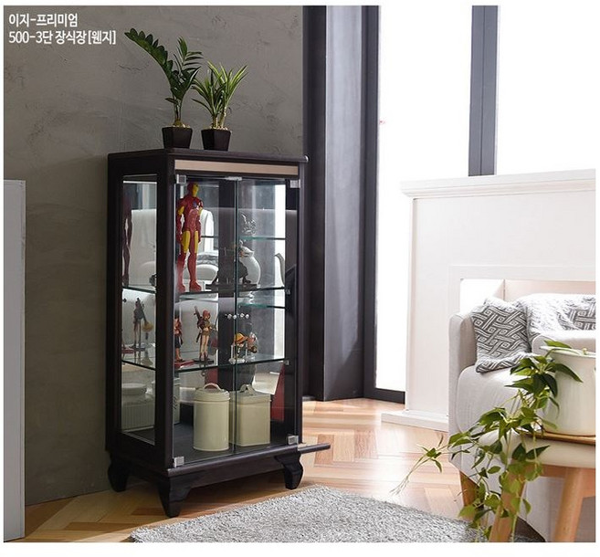 이지-프리미엄 500-3단 유리장식장 거실진열장 양주장, 웬지