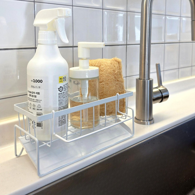 더반디 자동 물빠짐 수세미 거치대, 화이트, 1개