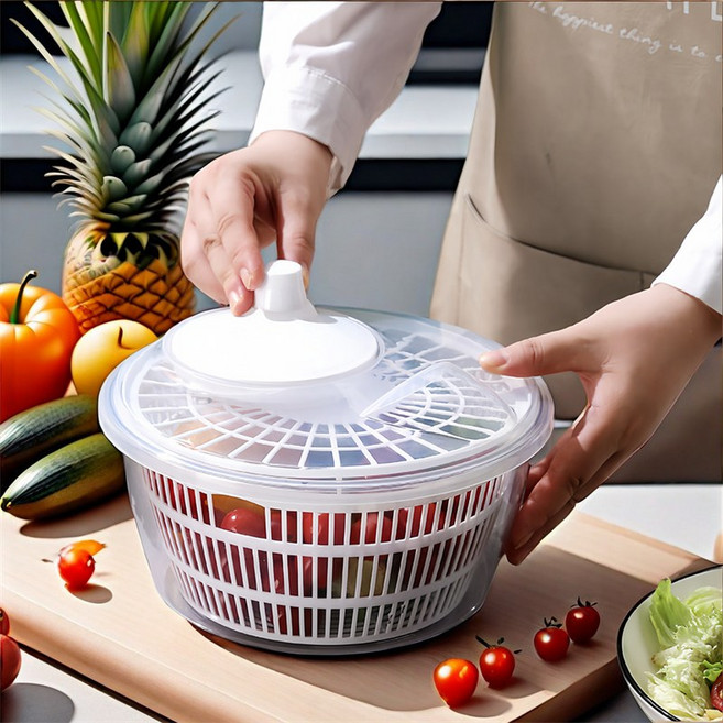 핸드드립기탈수기샐러드세척기 주방용탈수바구니, 화이트, 1개