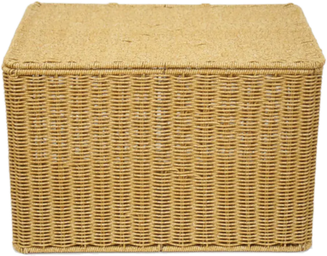 쏠리또 내츄럴 PP라탄 덮개사각바구니 옵션1(36x22x24cm), 안감없음, 1개, 덮개 옵션1번 옅은갈색(light brown)