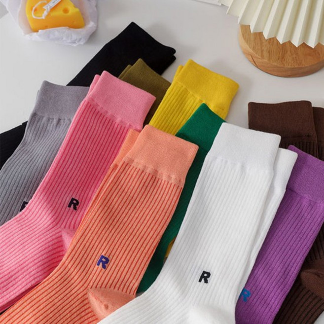 힌텔 컬러풀 중목 여성 양말 10color