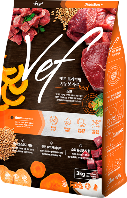 Vef 8free 전연령 강아지 기능성 사료, 소, 3kg, 1개