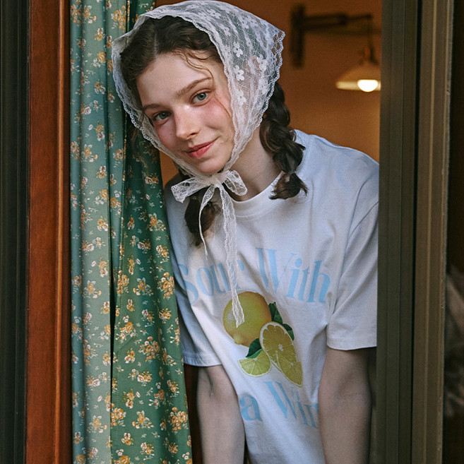 주디앤 레몬 여성 오버핏 반팔 티셔츠