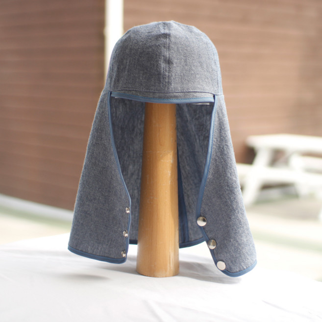 (국내제작) 여름얇은 청지코튼면100 용접두건 시보리 똑딱단추 용접모자, 1개, 머리둘레 중 (남자S~M)