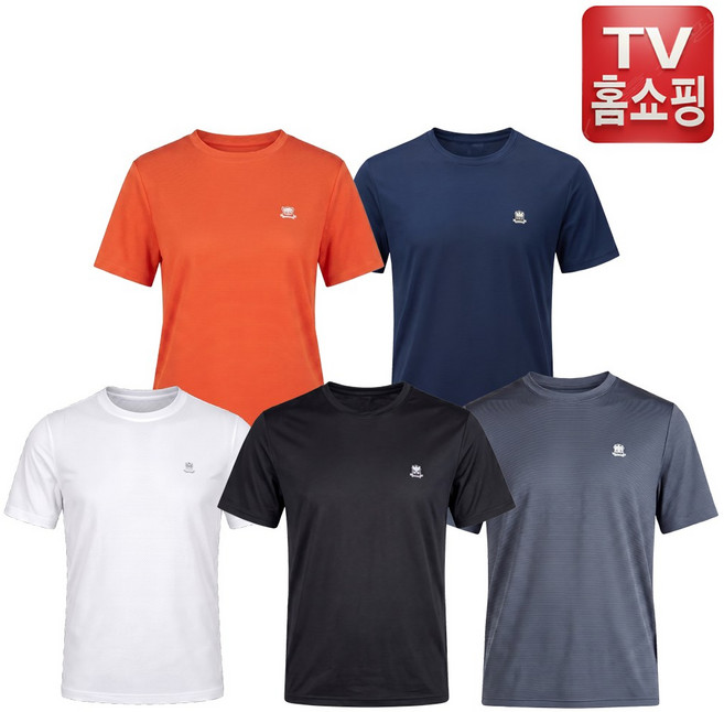 [TV홈쇼핑 정품] 듀크 아이스 쿨티셔츠 기능성 쿨링 국내산 쿨링원단 5종구성 기능성 쿨론 반팔 라운드티셔츠 본사직송