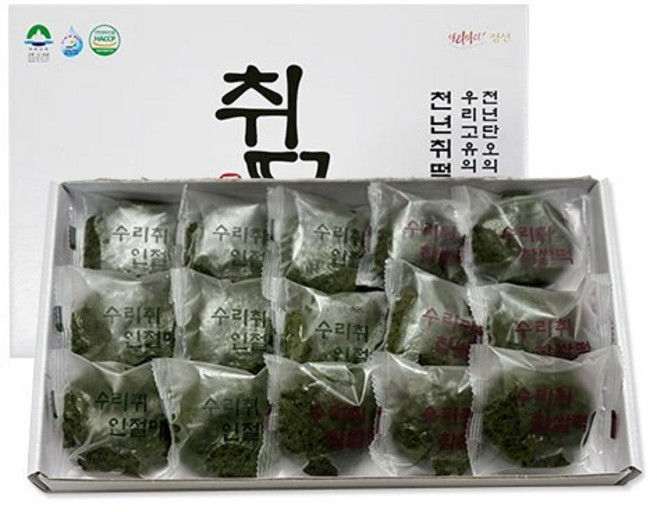 [푸드맛남] 강원도 정선 수리취떡 혼합 750g 15개 (인절미8/찹쌀떡7/선물포장), 1개