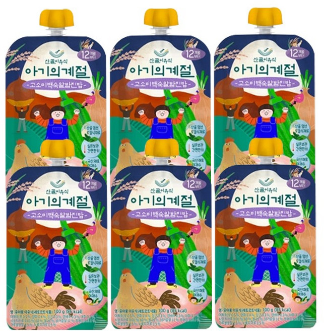 에코맘의산골이유식 유아용 아기의계절 완료기 고소미 백숙 알밤진밥, 100g, 6개
