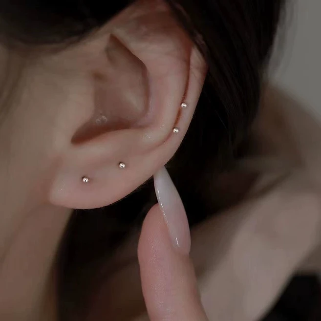 여성 구슬 초미니 실버 피어싱 일체형 4세트