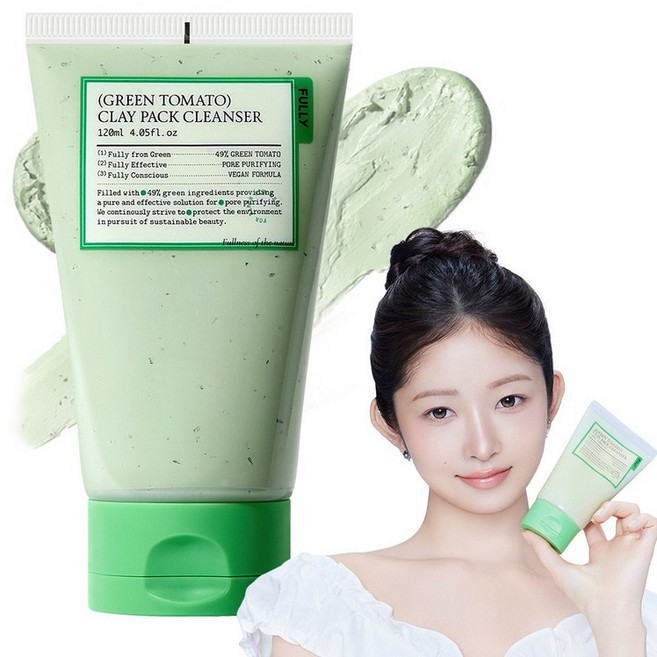풀리 비건 그린 토마토 클레이 팩 클렌저, 120ml, 1개