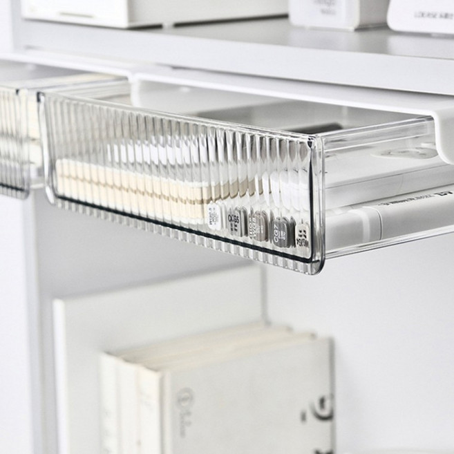 부착식서랍 책상밑 슬라이딩 서랍 틈새정리 히든케이스 사무실 접착형 공간확보, 1개, 중형